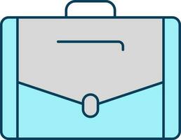 Briefcase Bag Flat Icon In Grey And Turquoise Color. vector