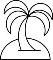 Isolated Palm Tree On Sand Linear Icon. vector