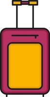 Yellow And Pink Traveling Bag Icon In Flat Style. vector