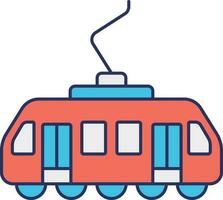 plano estilo tren icono en azul y naranja color. vector