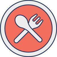 Spoon With Fork On Plate Icon In Grey And Orange Color. vector