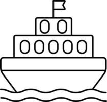 Illustration Of Ship Boat With Flag Icon In Linear Style. vector