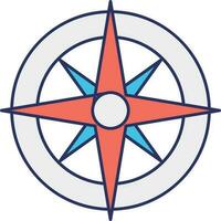 Blue And Orange Compass Icon In Flat Style. vector