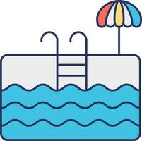 Ladder In Swimming Pool With Umbrella Colorful Icon. vector