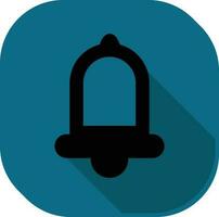 Black And Teal Bell Square Icon In Flat Style. vector