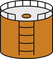 Oil Storage Tank Flat Icon In Orange Color. vector