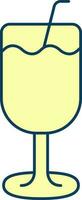 Yellow Drink Glass With Straw Flat Icon. vector