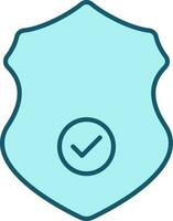 Flat Style Check Shield Icon In Turquoise Color. vector