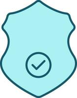 Flat Style Check Shield Icon In Turquoise Color. vector