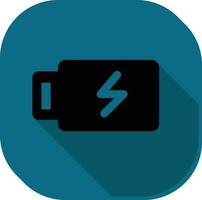 Battery Charge Square Icon In Blue And Teal Color. vector