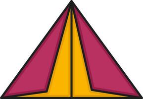 Pink And Yellow Tent Icon In Flat Style. vector