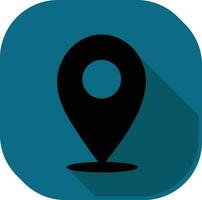 Black And Teal Map Location Point Square Icon. vector