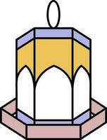 Arabic Lantern Colorful Icon In Flat Style. vector