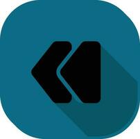 Black And Teal Rewind Square Button Flat Icon. vector