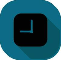 Flat Style Square Clock Black And Teal Icon. vector