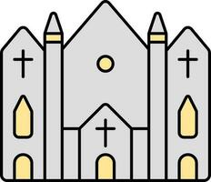 gris y amarillo catedral plano icono. vector