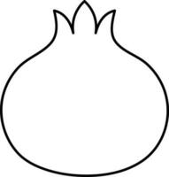 Black Linear Style Pomegranate Icon. vector