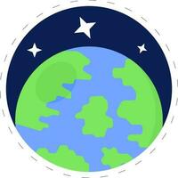 Isolated Earth Planet With Stars Blue Circle Background. vector