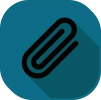 Black Paper Clip Icon On Teal Square Background. vector