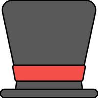 Isolated Top Hat Icon In Grey And Red Color. vector