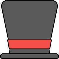 Isolated Top Hat Icon In Grey And Red Color. vector