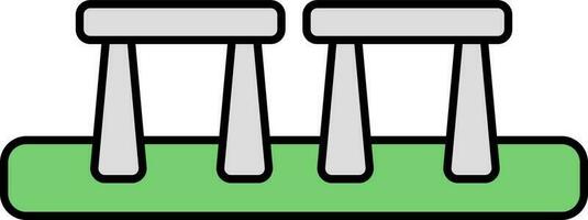 Flat Style Stonehenge Grey And Green Icon. vector