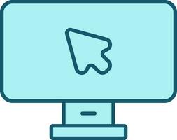 Flat Style Cursor In Computer Screen Turquoise Icon. vector