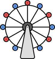 Illustration Of Ferris Wheel Icon In Blue And Red Color. vector