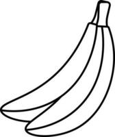 Two Banana Icon In Black Outline. vector