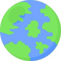 Green And Blue Earth Planet Icon In Flat Style. vector