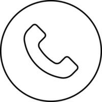 Phone Call Symbol Circle Icon In Black Outline. vector