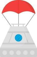 Flat Style Space Balloon Icon In Grey And Red Color. vector