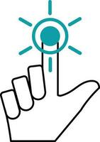 Hand Touch Virtual Screen Icon In Teal And Blue Color. vector