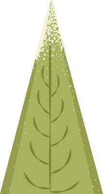 Snow Christmas Tree Flat Icon In Green And White Color.