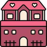 dulce casa edificio icono en rosado color. vector