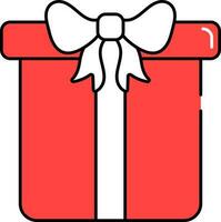 Red And White Gift Box Icon In Flat Style. vector