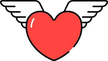 Heart With Wings Red And White Icon. vector