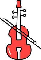 Violin With Fiddle Icon In Red Color. vector