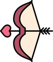 Bow With Arrow Icon In Pink And Black Color. vector