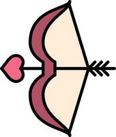 Bow With Arrow Icon In Pink And Black Color. vector