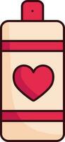 Perfume Spray Bottle With Heart Icon In Red And Peach Color. vector