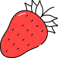 Red And White Strawberry Icon In Flat Style. vector
