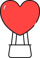 Heart Hot Air Balloon Icon In Red And White Color. vector