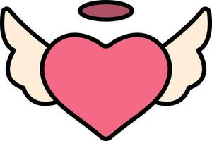 Pink And White Love Angel Icon Or Symbol. vector