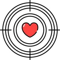 Red And Black Heart Target Icon Or Symbol. vector