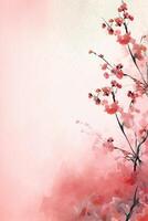 light pink background paper texture tiny petal flower painting in watercolor style. photo