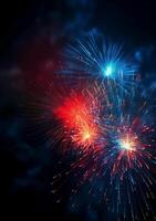 Blue, red, white, firework, Independence Day Abstract Poster background, copyspace. photo