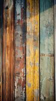 Colorful old wooden panels Abstract Weathered beauty. photo