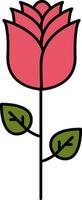 Red Rose Flower Bud Icon In Flat Style. vector