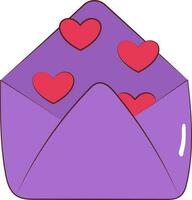 Flying Heart With Open Envelope Icon In Red And Purple Color. vector